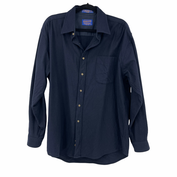 Pendleton Other - Pendleton Mens Size Large Lodge Shirt Navy Blue Front Pocket Long Sleeve Wool